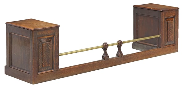 ENGLISH CARVED OAK FIREPLACE CLUB FENDER