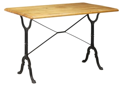 FRENCH PINE-TOP PAINTED CAST IRON BISTRO TABLE