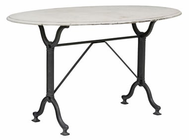 FRENCH MARBLE-TOP PAINTED CAST IRON BISTRO TABLE