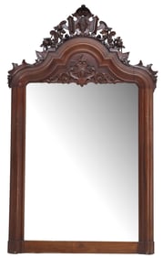 ITALIAN CARVED WALNUT OVERMANTEL MIRROR
