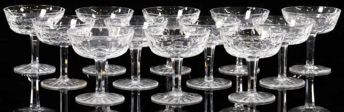 (12) WATERFORD 'LISMORE' CUT CRYSTAL CHAMPAGNE / SHERBET GLASSES