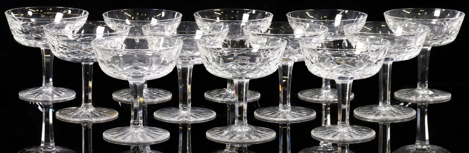 (12) WATERFORD 'LISMORE' CUT CRYSTAL CHAMPAGNE / SHERBET GLASSES (1 of 4)
