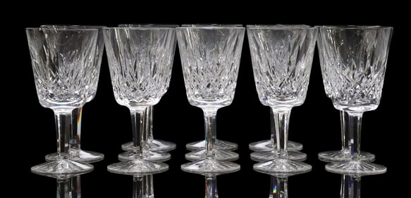 (13) WATERFORD 'LISMORE' CUT CRYSTAL WATER GOBLETS