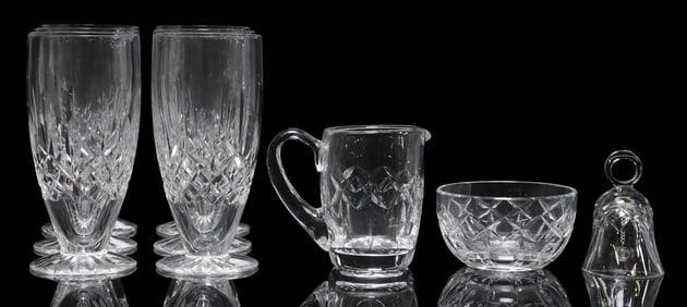 (9) WATERFORD CUT CRYSTAL TABLEWARE, 6 'LISMORE' ICED TEA GLASSES