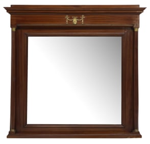 FRENCH EMPIRE STYLE MAHOGANY OVERMANTEL MIRROR, 47"H