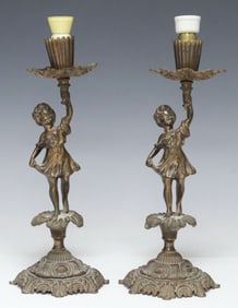 (2) ITALIAN BRONZE FIGURAL TABLE LAMPS