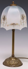 AMERICAN BRASS & SATIN GLASS BOUDOIR LAMP