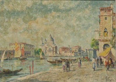 ANTONIO BONINI PAINTING GRAND CANAL SANTA MARIA DELLA SALUTE VENICE