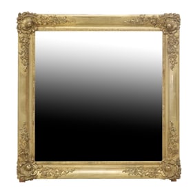 FRENCH LOUIS XV STYLE GILTWOOD MIRROR, 49" X 46.5"