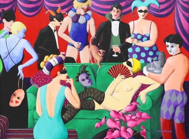 MICHAUD (20TH C.) POSTMODERN SURREALIST PAINTING, 36" X 48"