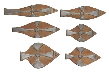 (6) FRANK DOLEJSKA (1921-1989) MIXED METAL FISH SCULPTURES
