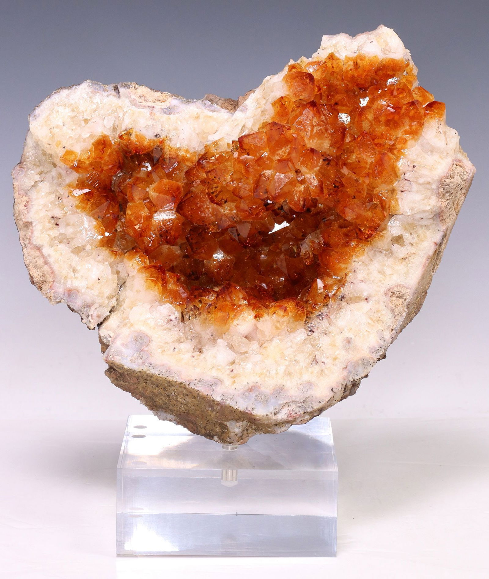 GEOLOGICAL GEODE SPECIMEN ON CLEAR ACRYLIC BASE (1 of 3)