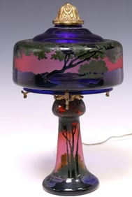 JOSEF RIEDEL (ATTRIB) SCENIC CAMEO GLASS TABLE LAMP