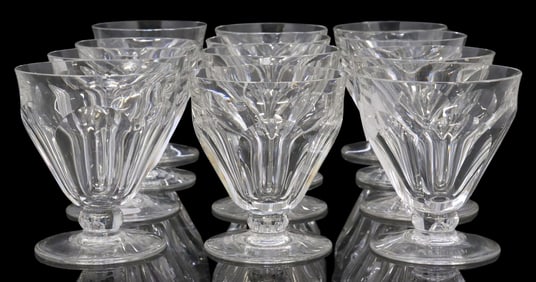 (12) BACCARAT 'TALLYRAND' CUT CRYSTAL WHITE WINE STEM GLASSES