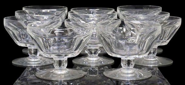 (11) BACCARAT 'BRETAGNE' CUT CRYSTAL FOOTED DESSERT / SHERBET GLASSES