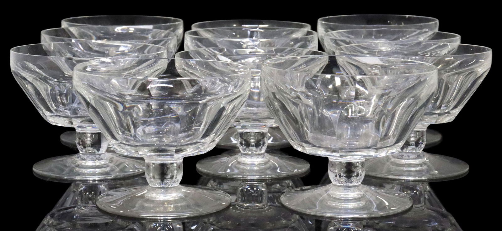 (11) BACCARAT 'BRETAGNE' CUT CRYSTAL FOOTED DESSERT / SHERBET GLASSES (1 of 3)