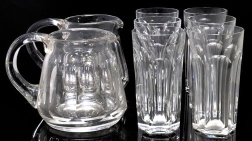 (8) BACCARAT 'HARCOURT-VERSAILLES' CUT CRYSTAL HIGHBALL GLASSES & PITCHERS