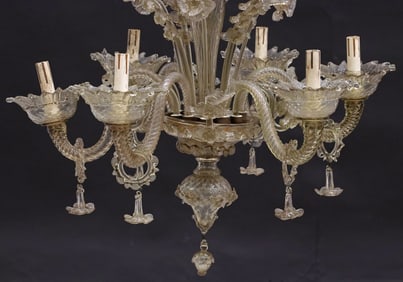 LARGE ITALIAN MURANO ART GLASS FLORAL 6-LIGHT CHANDELIER