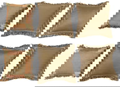 (6) CUSTOM SILK-UPHOLSTERED THROW PILLOWS