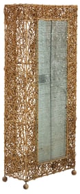 MODERN WOVEN RATTAN & STACKED GLASS FLOOR LAMP