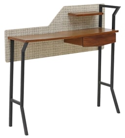 ITALIAN MID-CENTURY MODERN TEAK & IRON FRAME CONSOLE TABLE