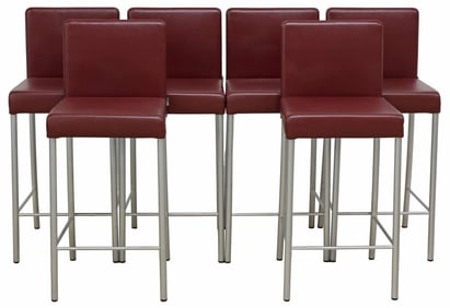 (6) EOOS FOR WALTER KNOLL BURGUNDY LEATHER 'JASON' BAR STOOLS