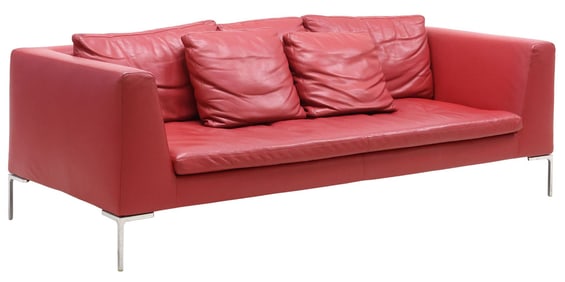 ANTONIO CITTERIO FOR B&B ITALIA 'CHARLES' RED LEATHER SOFA
