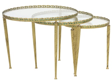 (3) FRENCH GILT-METAL ROUND NESTING TABLES