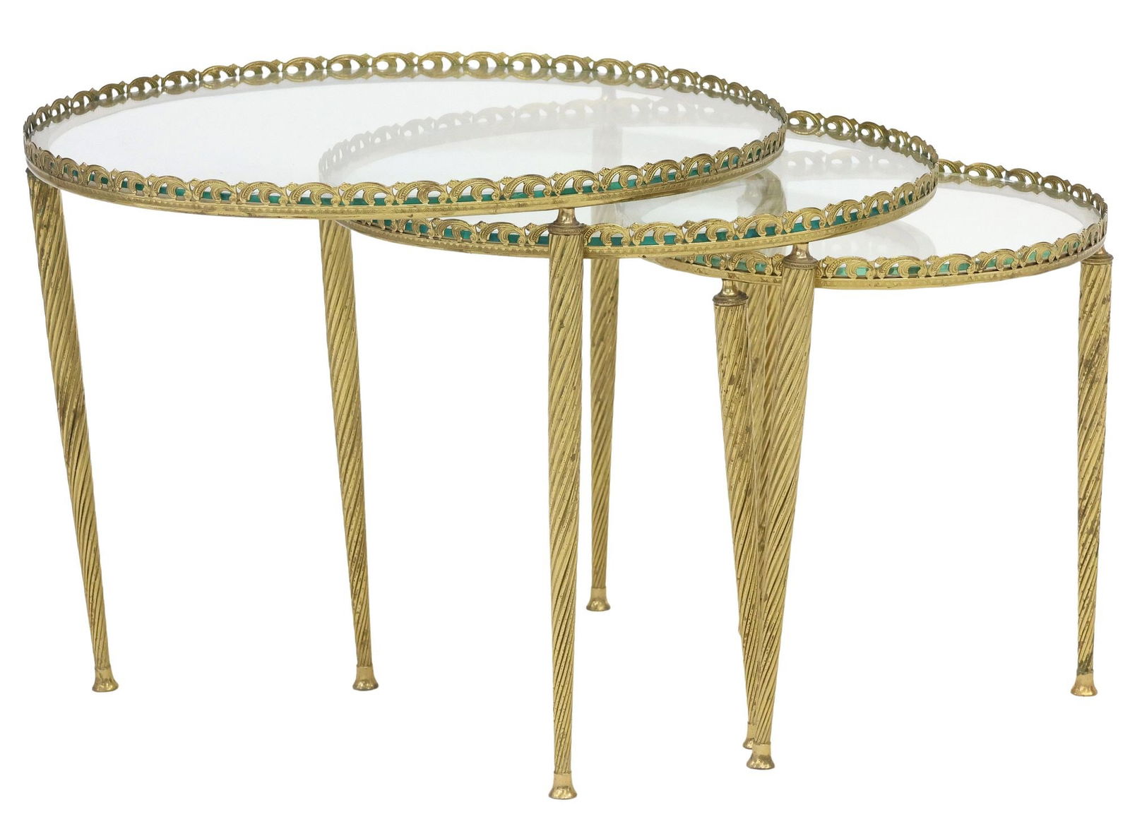 (3) FRENCH GILT-METAL ROUND NESTING TABLES (1 of 3)