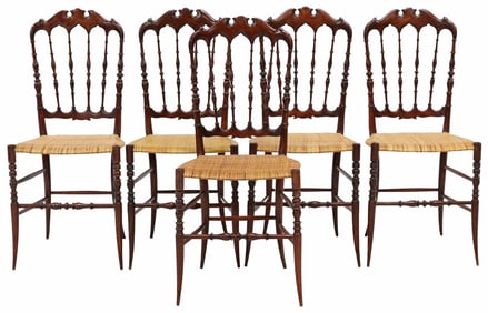 (5) ITALIAN STAINED BEECHWOOD CHIAVARI SIDE CHAIRS