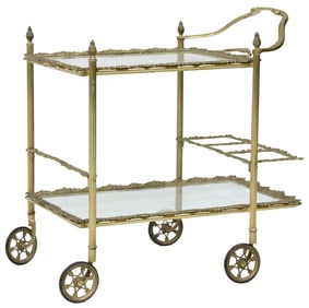 FRENCH GILT METAL ROCAILLE BAR CART SERVICE TROLLEY
