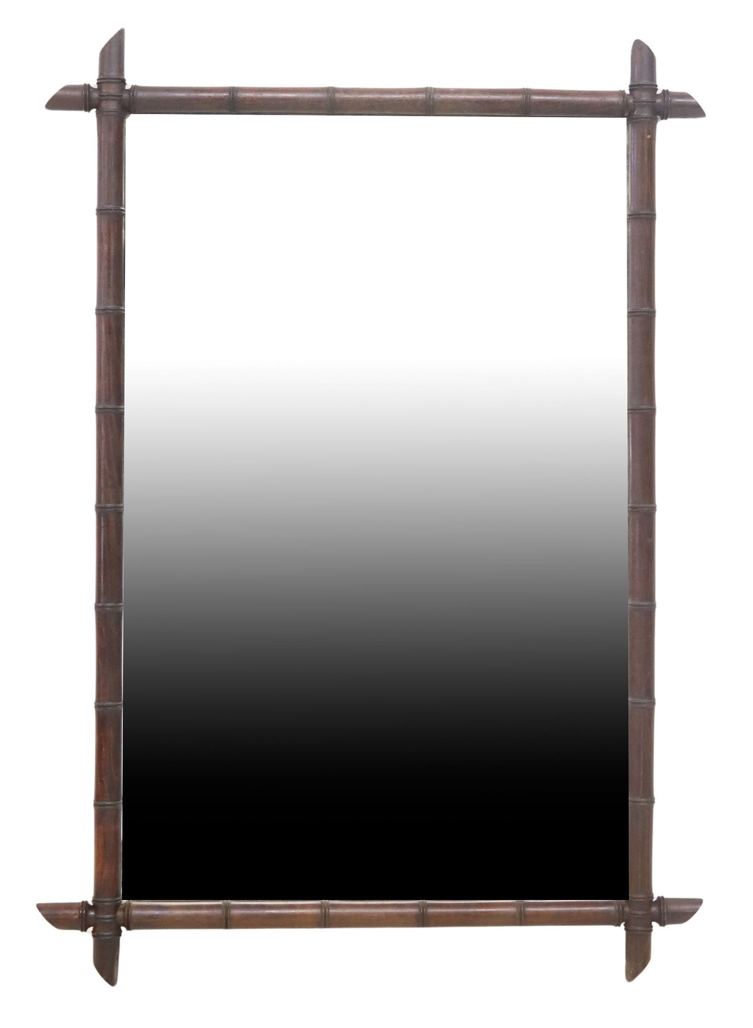 LARGE FRENCH FAUX BAMBOO TURNED WALL MIRROR, 48" X 33" (1 of 3)