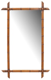 FRENCH FAUX BAMBOO TURNED WOOD WALL MIRROR