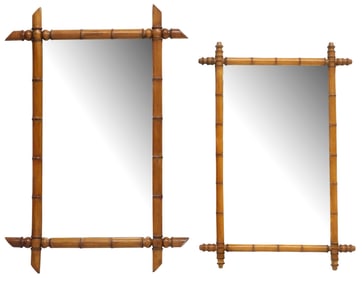 (2) FRENCH TURNED FAUX BAMBOO MIRRORS