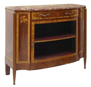 FRENCH ART DECO MARBLE-TOP MARQUETRY SERVER