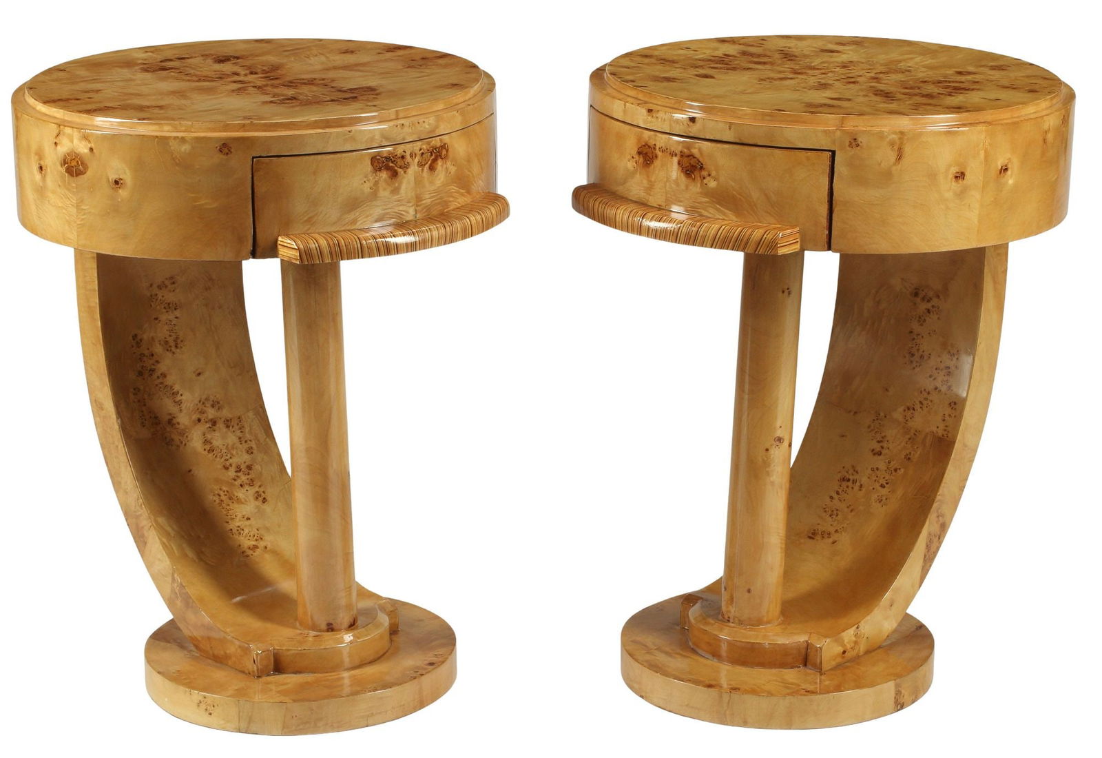 (2) ART DECO STYLE 1-DRAWER SCULPTURAL SIDE TABLES (1 of 4)