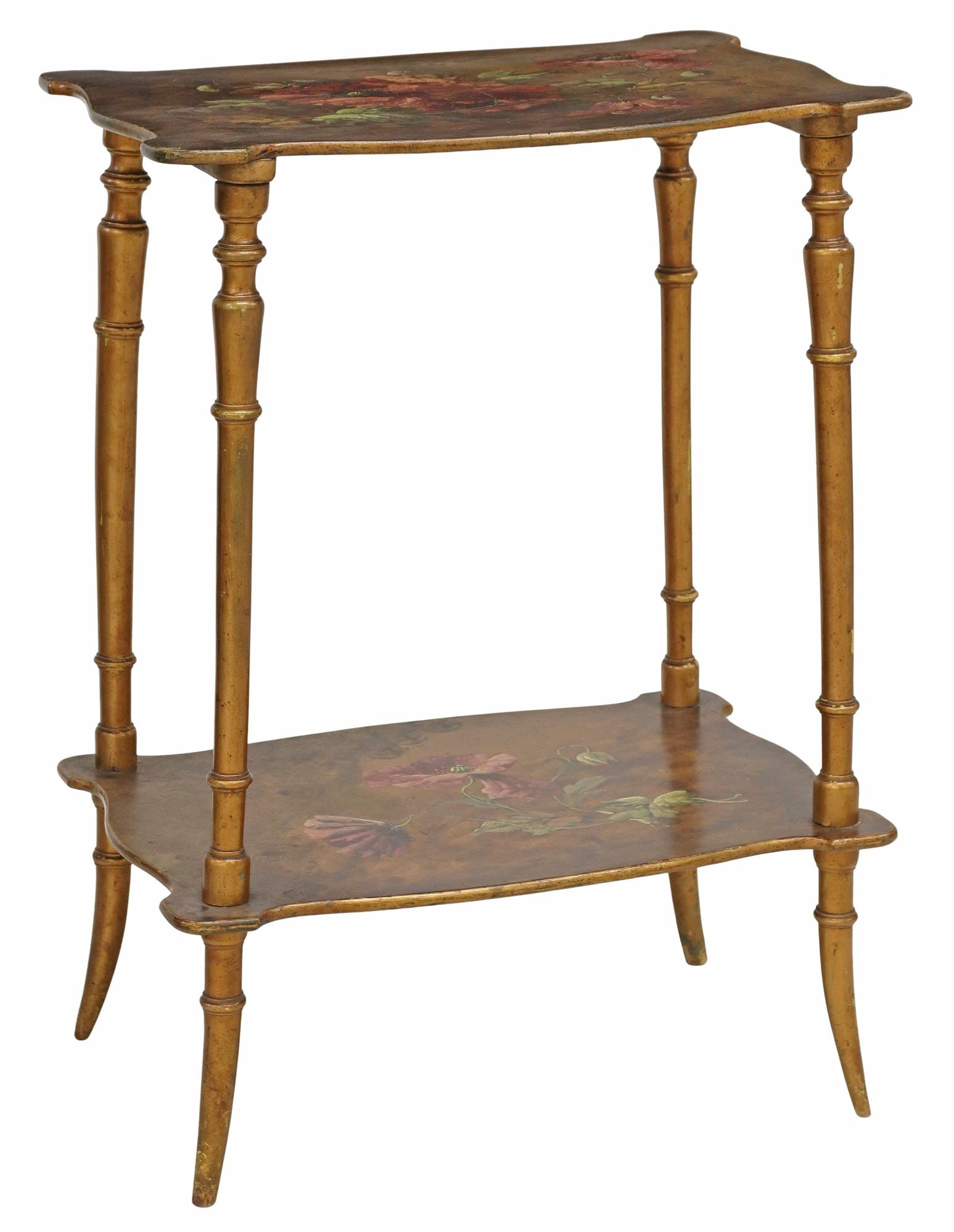 ART NOUVEAU GILT PAPIER-MACHE TWO-TIER SIDE TABLE (1 of 4)