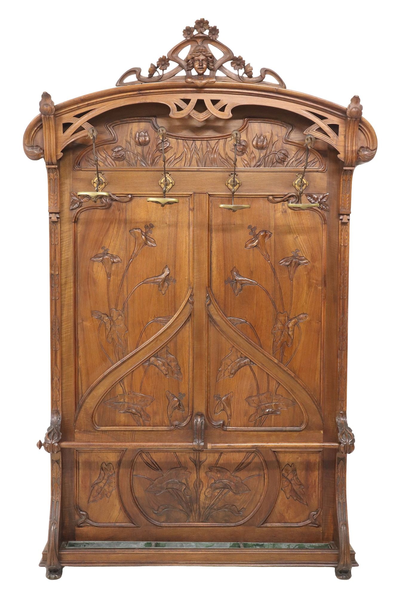 FINE ITALIAN STILE LIBERTY / ART NOUVEAU CARVED WALNUT HALLTREE (1 of 5)