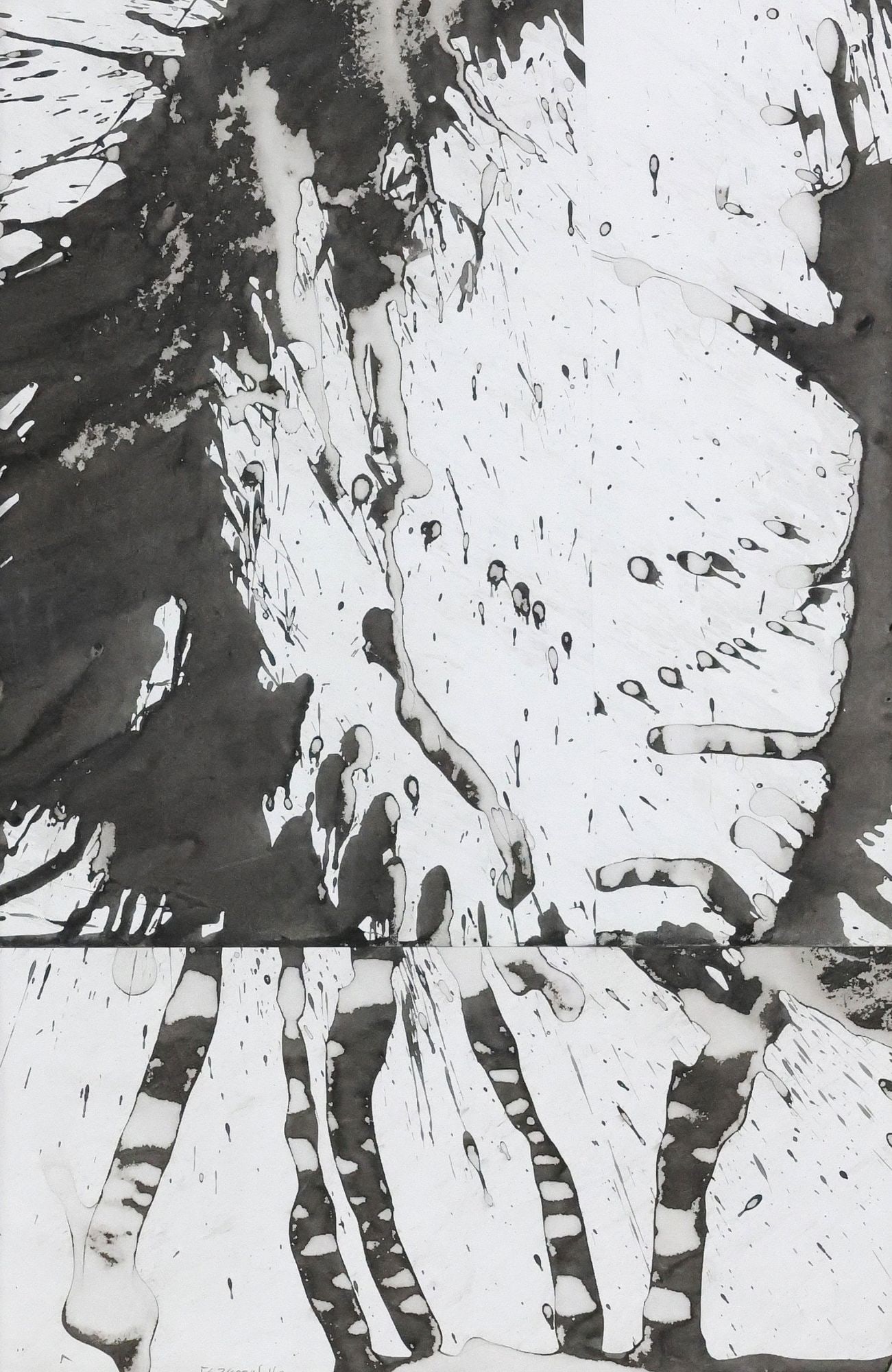 CECIL TOUCHON (ATTRIB) ABSTRACT INK ON PAPER COLLAGE (1 of 5)