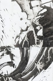 CECIL TOUCHON (ATTRIB) ABSTRACT INK ON PAPER COLLAGE