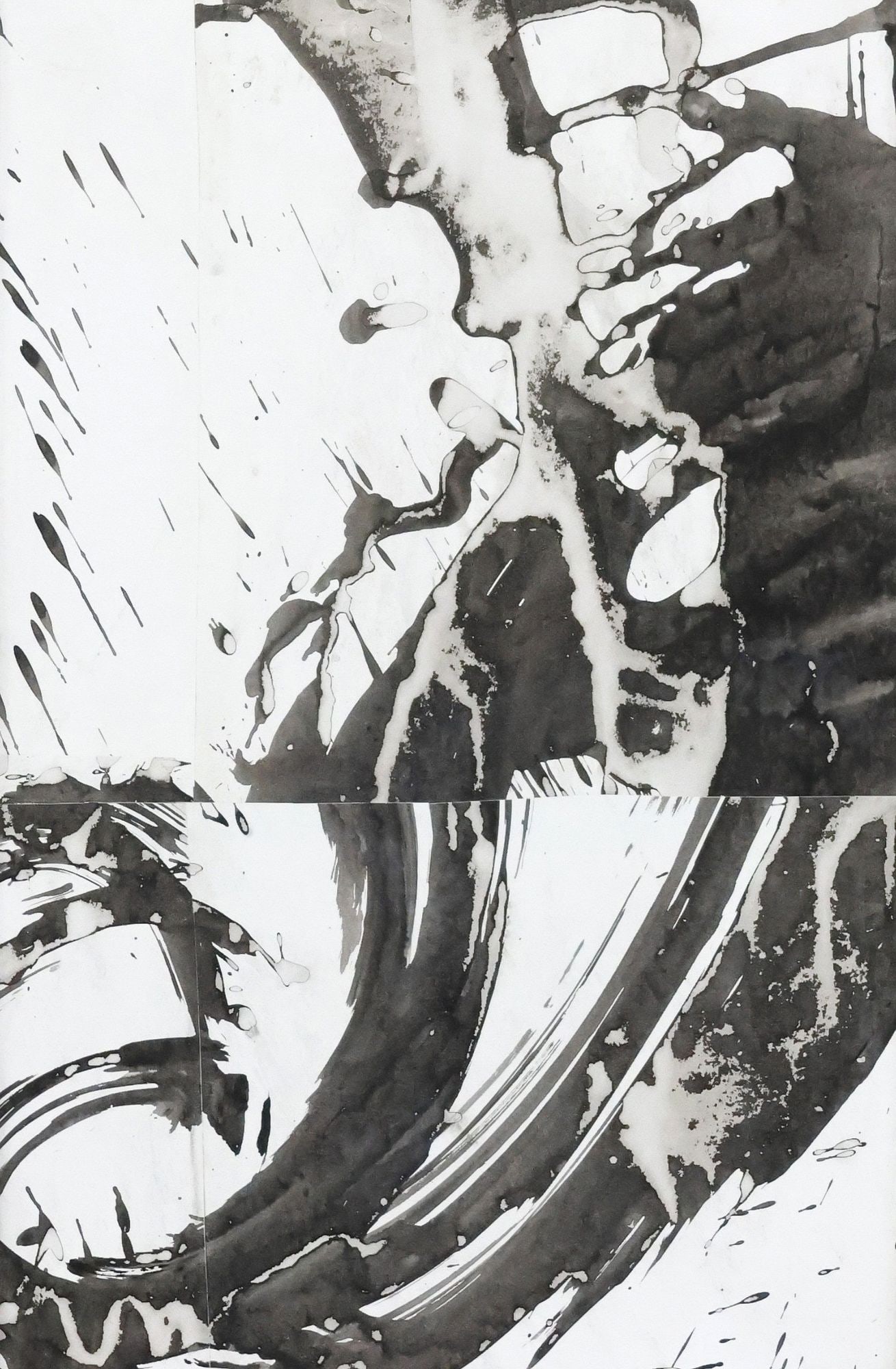 CECIL TOUCHON (ATTRIB) ABSTRACT INK ON PAPER COLLAGE (1 of 5)