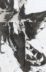 CECIL TOUCHON (ATTRIB) ABSTRACT INK ON PAPER COLLAGE