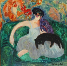 BARBARA A. WOOD (20TH C.) 'DANTON ET DOMINIQUE II' 36" X 36"