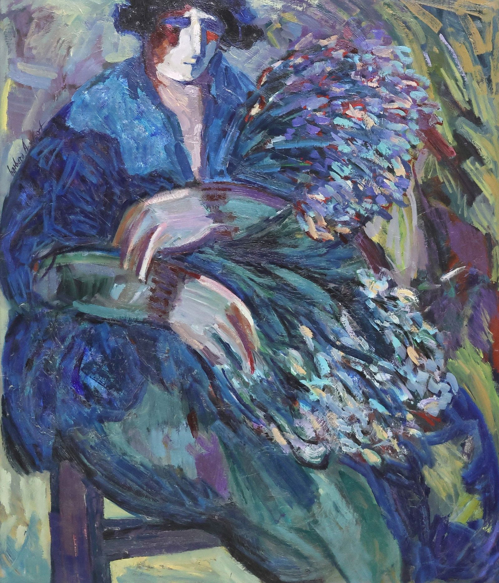 BARBARA A. WOOD (20TH C.) 'LA MARCHANDE DE FLEURS' 42" X 36" (1 of 4)
