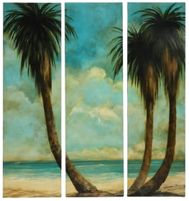 (3) MICKEY JOE MAYFIELD (1939-2002) PAINTED PANELS PALM TREES