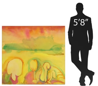 LARGE SIGNED VON KOEPPEN PAINTING, WARM ABSTRACT COMPOSITION, 50" X 54.25"