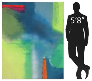 LARGE SIGNED ABSTRACT EXPRESSIONIST PAINTING ON CANVAS, 68" X 54.25"