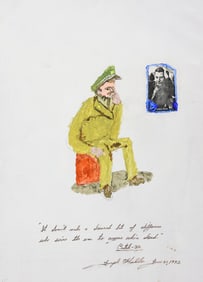 JOSEPH HELLER (1923-1999) CHARITY EVENT PAINTING CATCH-22 QUOTE