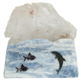 HOVAVE RAPPAPORT (B.1954) SCULPTURAL SPECIMEN CRYSTAL AQUATIC TABLE LAMP