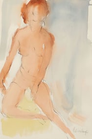 CHARLES UMLAUF (1911-1994) WATERCOLOR PAINTING, FEMALE FIGURE STUDY